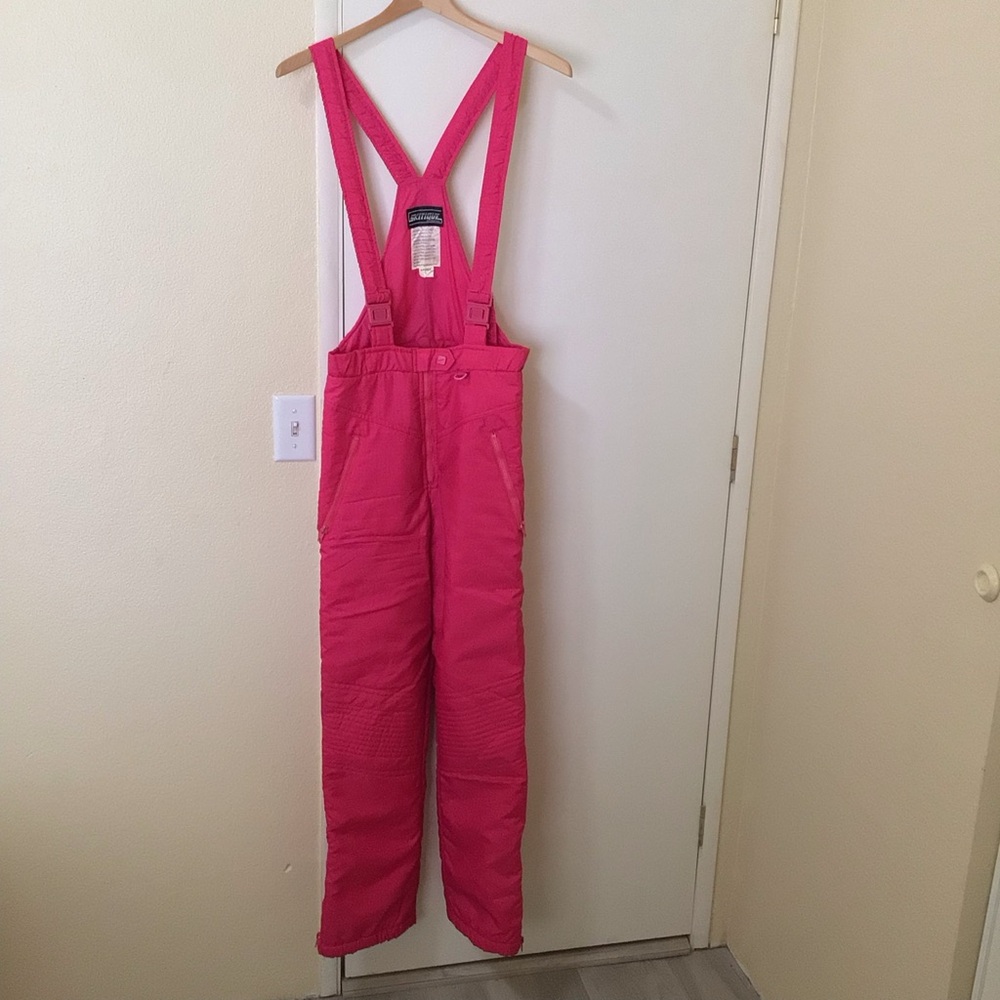 Vtg Skimmik International Red Ski Bib Snow Pants Ladies Large Nylon Insulated